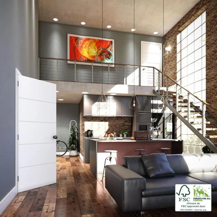 EightDoors Atlanta 30-in x 80-in Primed White Flush Primed Pine MDF Slab Door, photo 3 of 9
