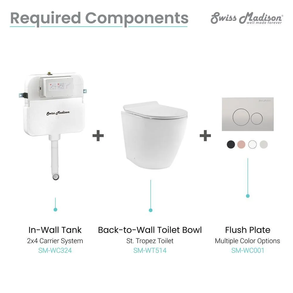 Swiss Madison 0.8/1.28 GPF 2 ft. x 4 ft. Concealed Dual Flush in Wall Toilet Tank Carrier for Back to Wall Toilet in White, photo 3 of 5