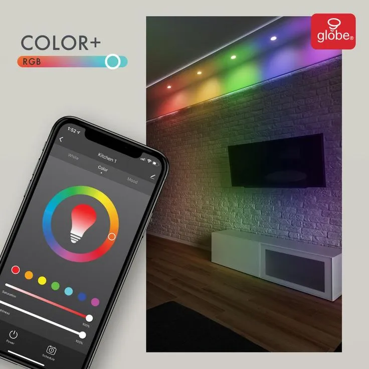 Globe Electric 65-Watt Equivalent E26 Base BR30 Wi-Fi Smart LED Light Bulb Color Changing RGB and Tunable White, photo 5 of 6