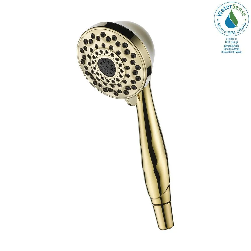 7-Spray 3.8 in. Single Wall Mount Handheld Shower Head in Polished Brass, photo 3 of 4