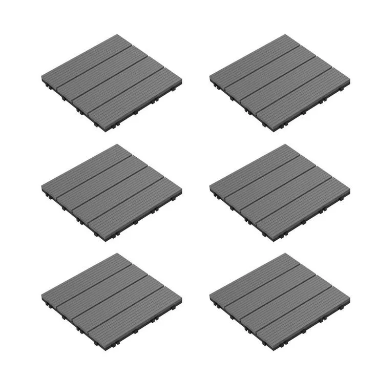 Pure Garden 12 in. x 12 in. Brown Outdoor Interlocking Slat Polypropylene Patio and Deck Tile Flooring (Set of 6), photo 4 of 8