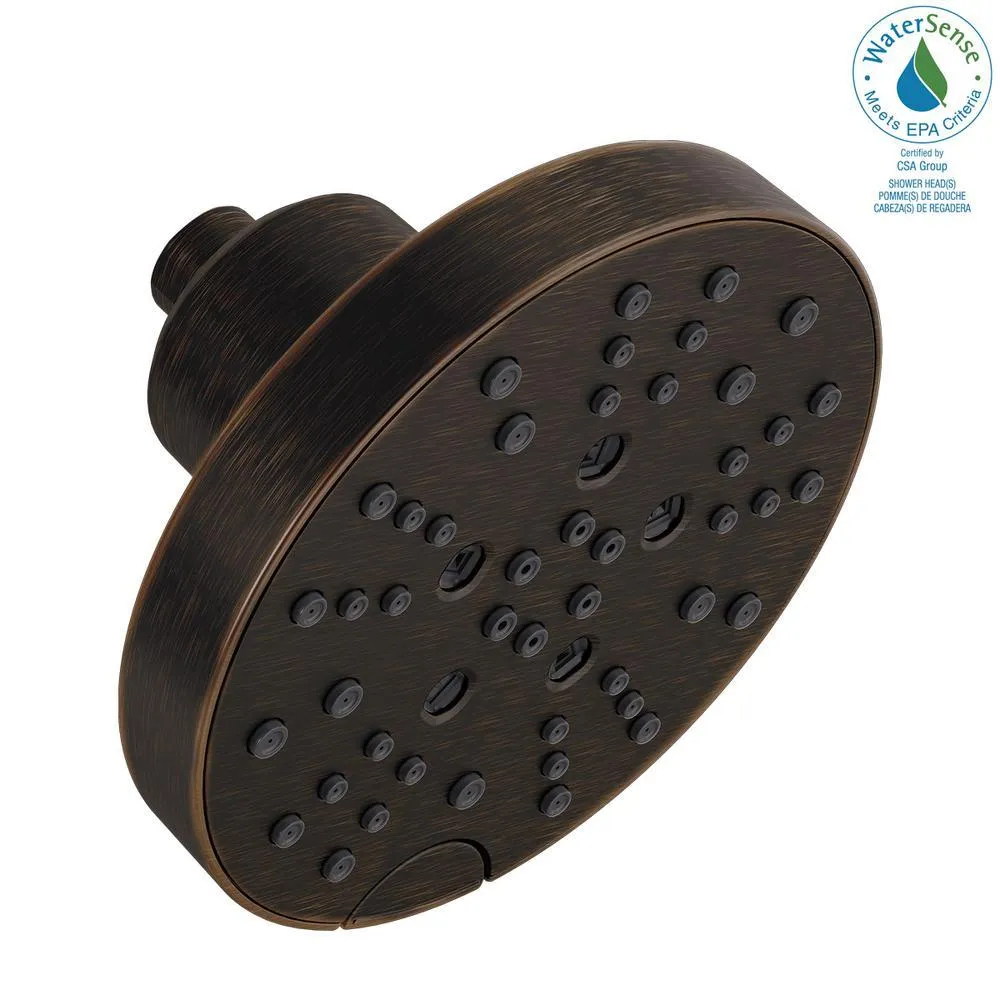 Pivotal 5-Spray 6 in. Single Wall Mount Fixed Rain H2Okinetic Shower Head in Matte Black, photo 13 of 17