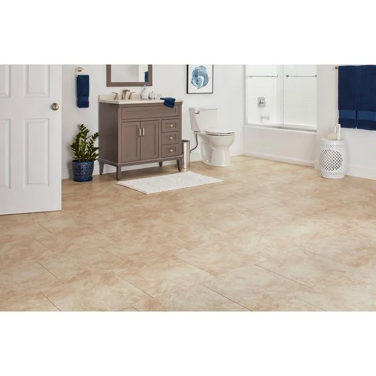 TrafficMaster Portland Stone Beige 18 in. x 18 in. Glazed Ceramic Floor and Wall Tile (17.44 sq. ft. / case), photo 8 of 8