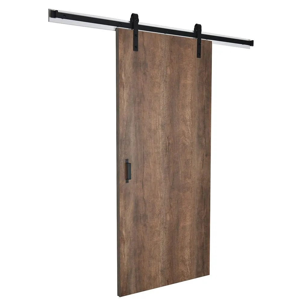 43 in. x 84 in. Oxidized Beamwood 9484-58 Solid Core Wood Flush Barn Door with Sliding Door Hardware Kit, photo 6 of 6