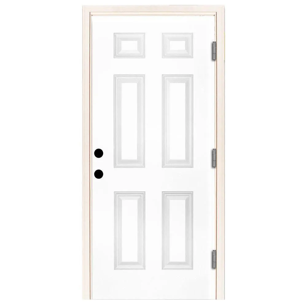 Steves & Sons 42 in. x 80 in. Premium 6 Panel Primed White Steel Prehung Front Door, photo 13 of 17