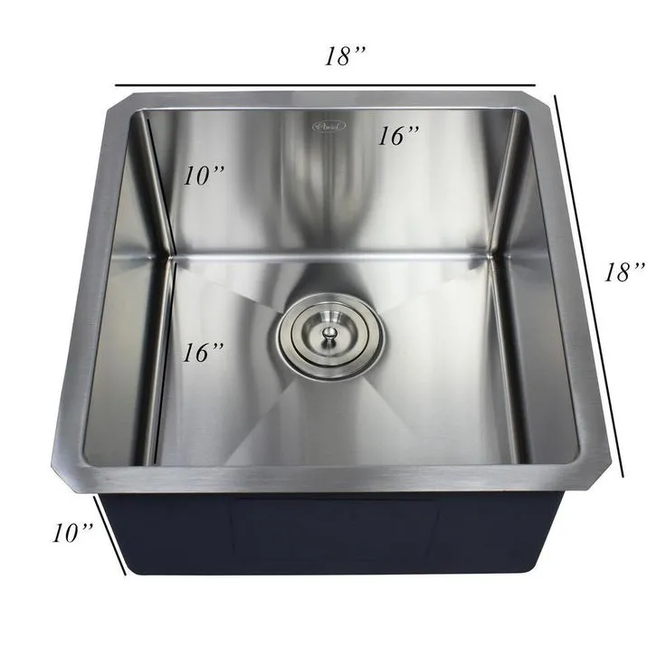 Undermount 16-Gauge Stainless Steel 18 in. x 18 in. x 10 in. Single Bowl Kitchen Bar Sink, photo 3 of 10