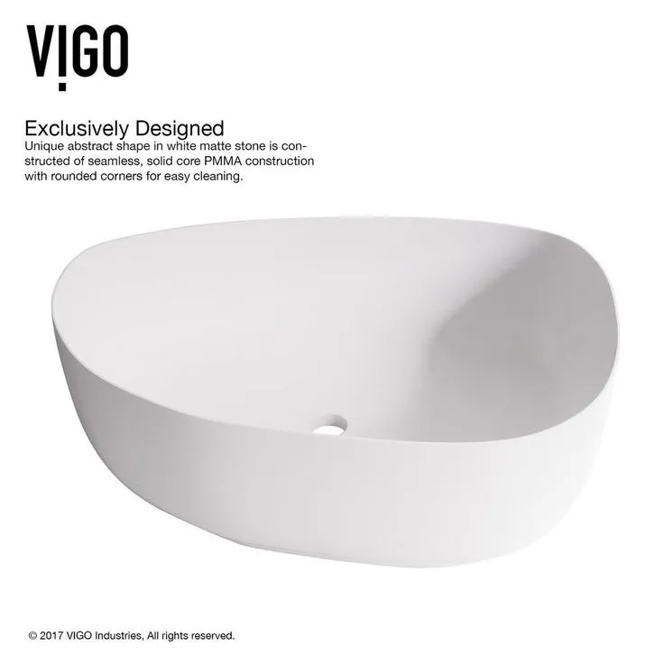 VIGO Peony Handmade Matte Stone Novelty/Specialty Vessel Bathroom Sink in Matte White, photo 4 of 10