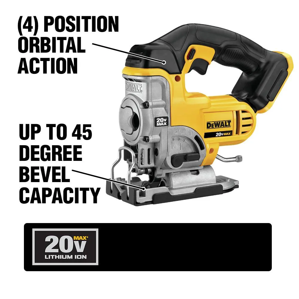 DEWALT 20-Volt MAX Li-Ion Cordless Jig Saw (Tool-Only) with Bonus General Purpose T-Shank Jig Saw Blade Set with Case (10-Pack), photo 2 of 14
