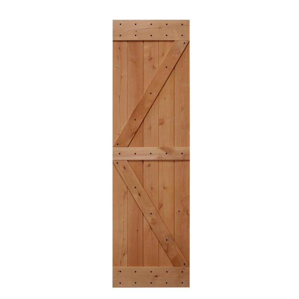 LUBANN 32 in. x 84 in. Ready-to-Assemble British Brace Hardwood Interior Sliding Barn Door Slab with Hardware Kit, photo 21 of 27
