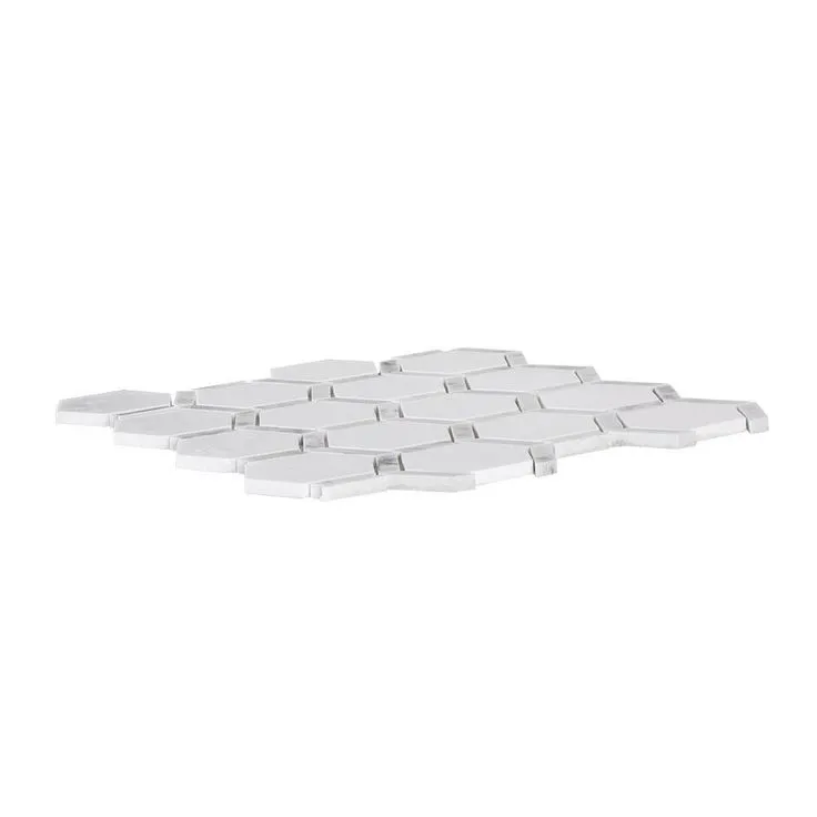 Jeff Lewis Norton White 11.75 in. x 11.375 in. x 9 mm Hexagon Polished Marble Wall and Floor Mosaic Tile, photo 3 of 4