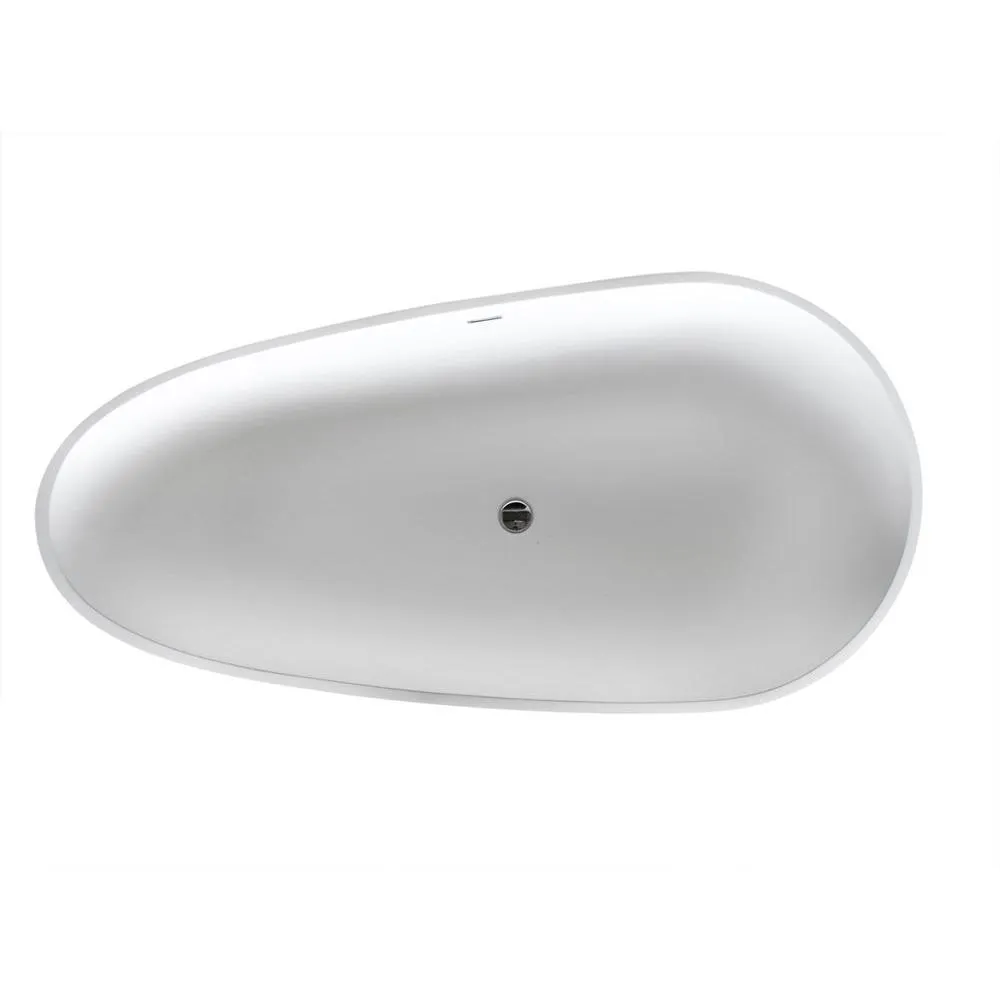 ANZZI Fiume 5.6 ft (67 in.) Man-Made Stone Center-Drain Freestanding Soaking Bathtub, Matte White, photo 2 of 12