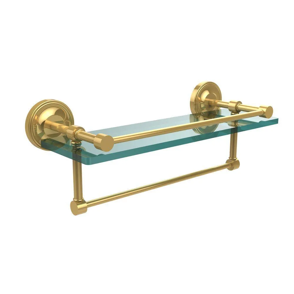 Allied Brass 16 in. L x 5 in. H x 5 in. W Gallery Clear Glass Bathroom Shelf with Towel Bar in Polished Nickel, photo 10 of 14