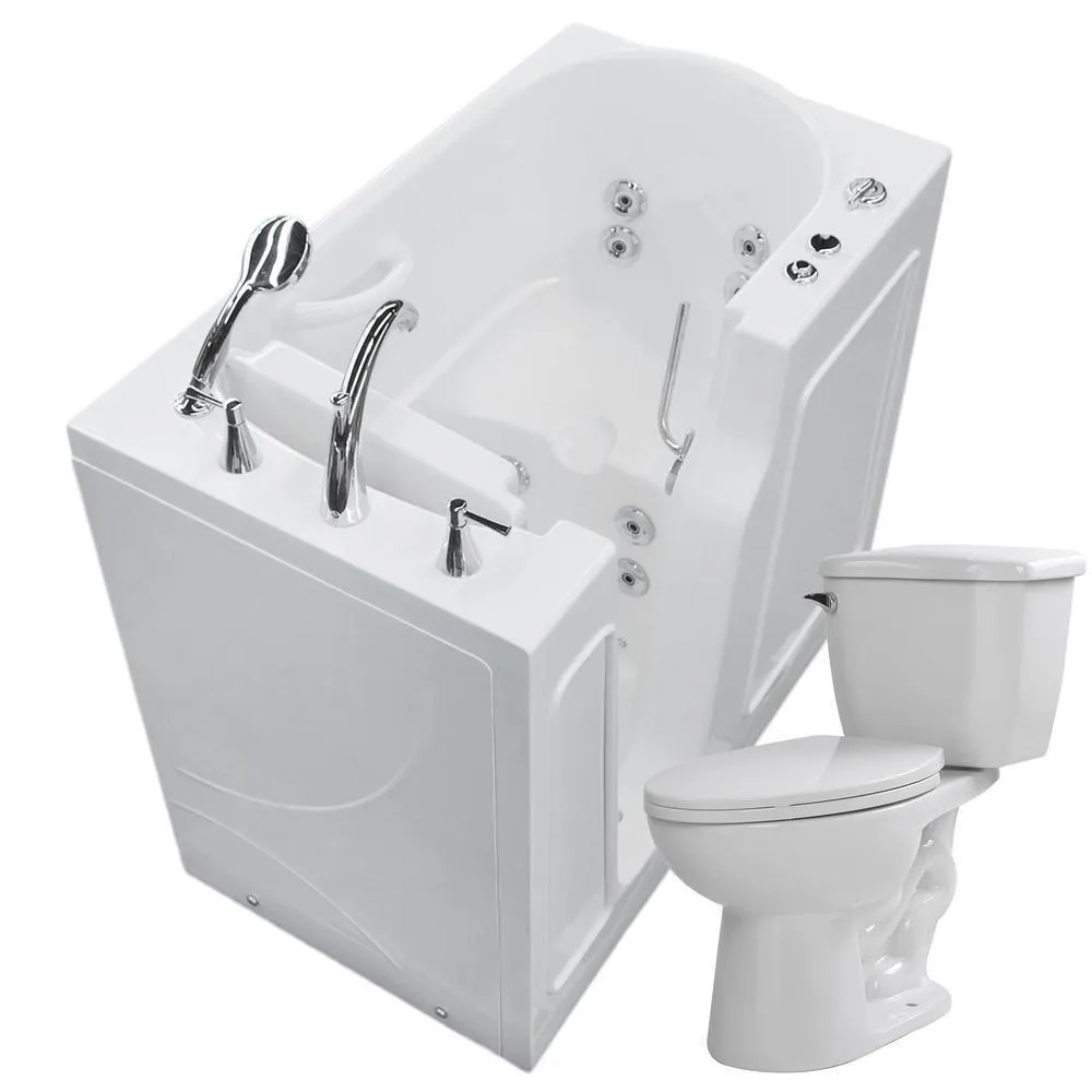 Universal Tubs Nova Heated 60 in. Walk-In Whirlpool Bathtub in White with 1.6 GPF Single Flush Toilet, photo 13 of 20