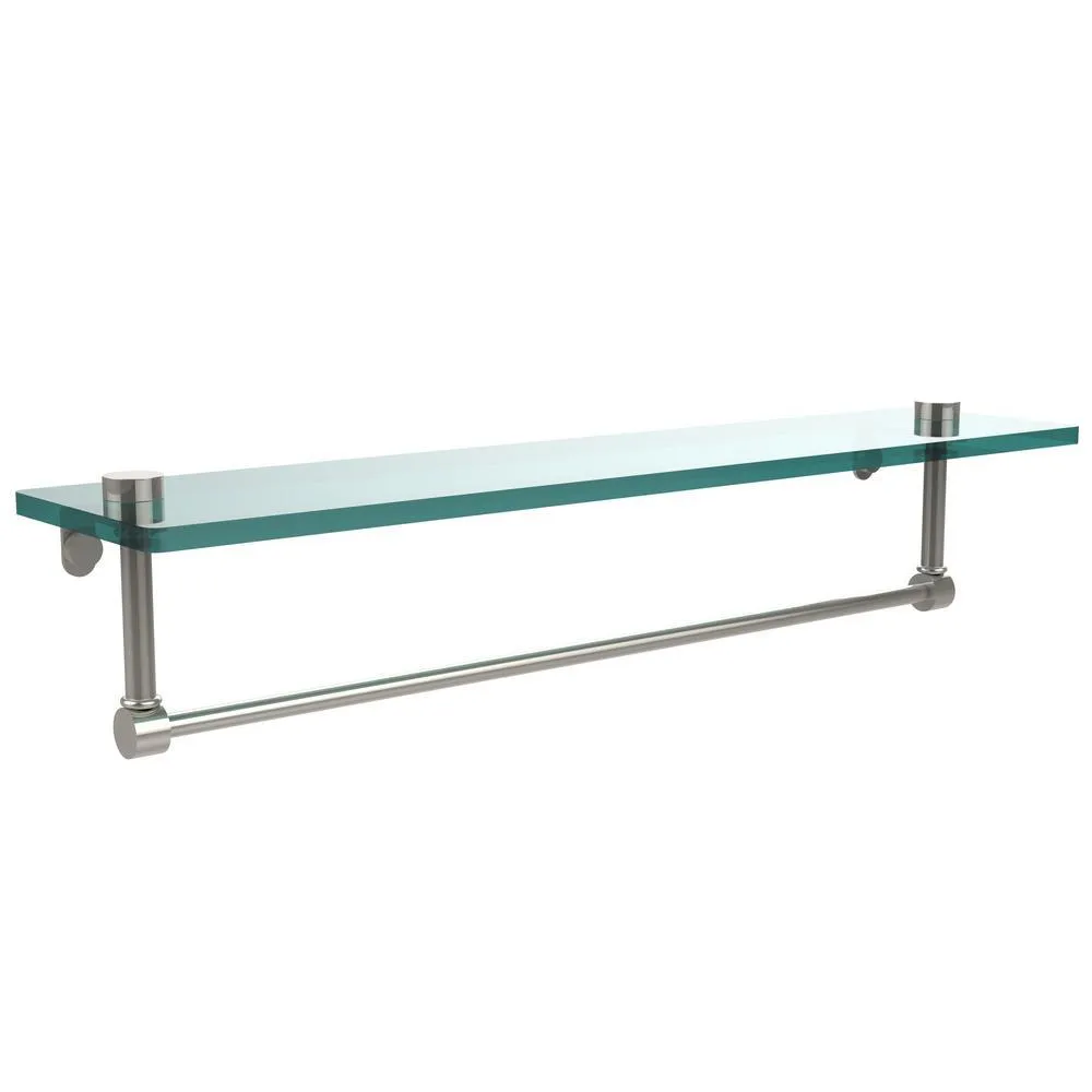 22 in. L x 5 in. H x 5 in. W Clear Glass Vanity Bathroom Shelf with Towel Bar in Satin Nickel, photo 3 of 15