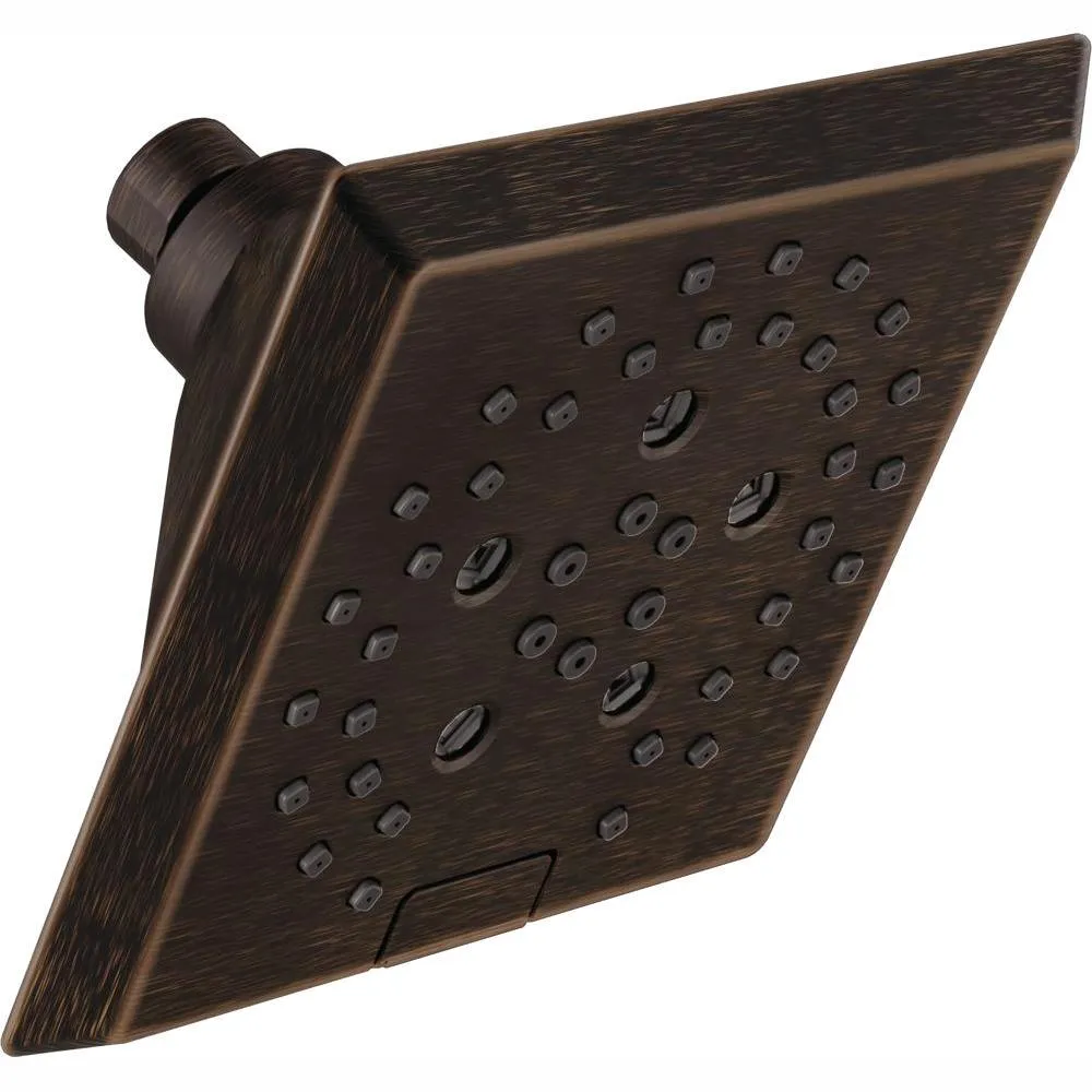 Pivotal 5-Spray 5.8 in. Single Wall Mount Fixed Rain H2Okinetic Shower Head in Matte Black, photo 15 of 18
