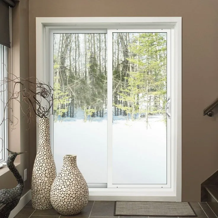 JELD-WEN 96-in x 80-in 4-9/16-in Low-e White Vinyl Sliding Left-Hand Sliding Double Patio Door Screen Included, photo 2 of 8