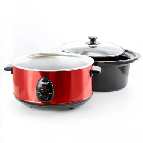 Slow Cooker 3.69-Quart Red Oval Slow Cooker