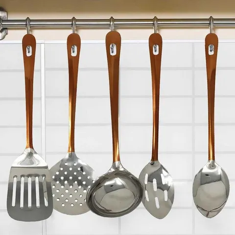 5-Piece Copper Stainless Steel Serving Utensil Set