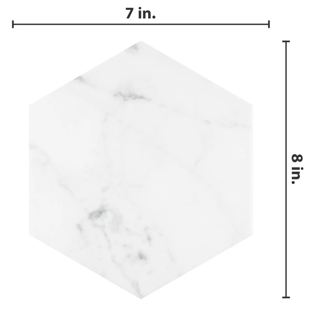 Merola Tile Classico Carrara Hexagon 7 in. x 8 in. Porcelain Floor and Wall Tile (7.67 sq. ft. / case), photo 3 of 8