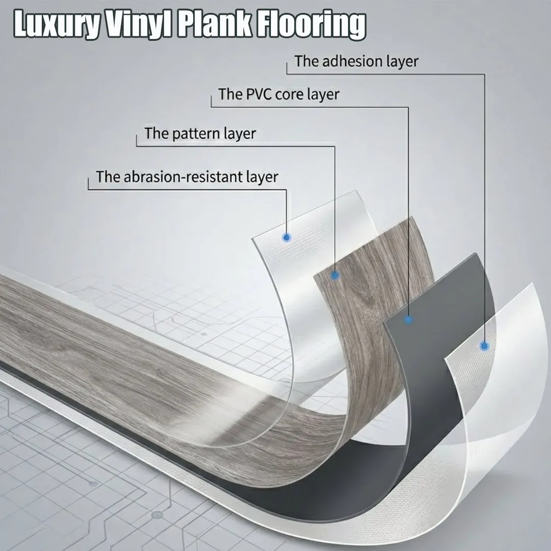 LITA 2mm Thick 6-in W x 36-in L Peel and Stick Vinyl Plank Flooring Heather Gray( 54-sq ft Per Carton ), photo 5 of 8