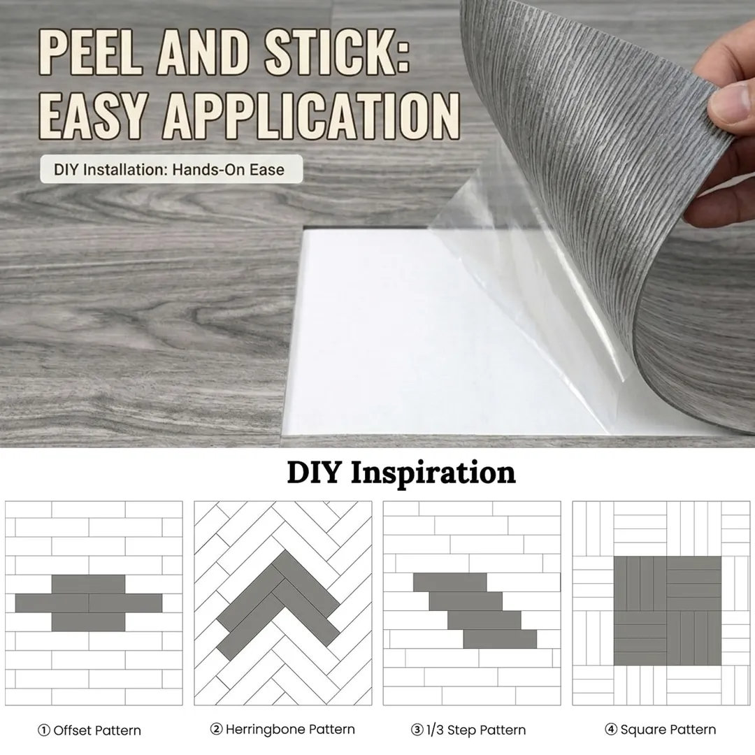 LITA 2mm Thick 6-in W x 36-in L Peel and Stick Vinyl Plank Flooring Heather Gray( 54-sq ft Per Carton ), photo 8 of 8