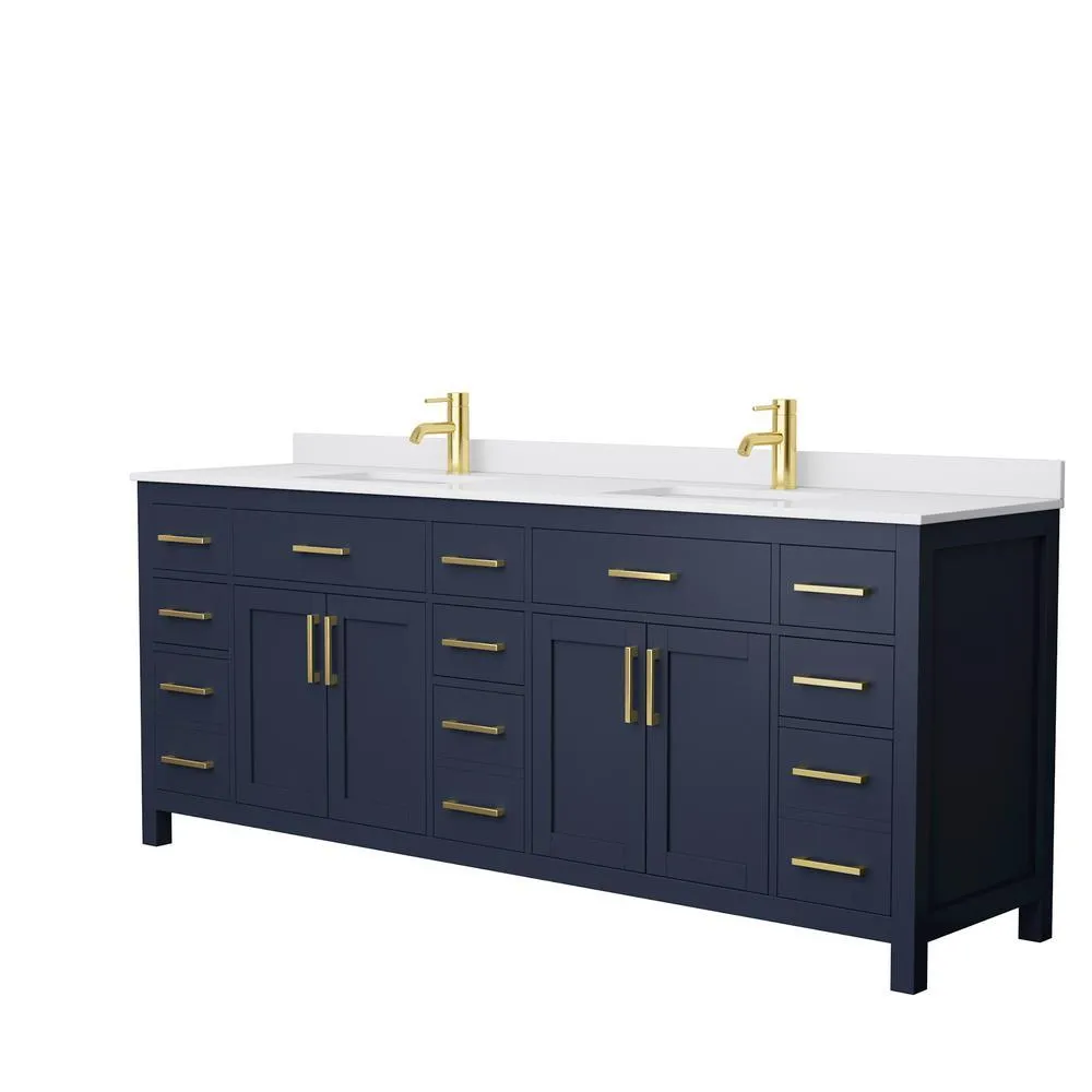 Beckett 72 in. W x 22 in. D Double Bath Vanity in Dark Gray with Cultured Marble Vanity Top in Carrara with White Basins, photo 30 of 53