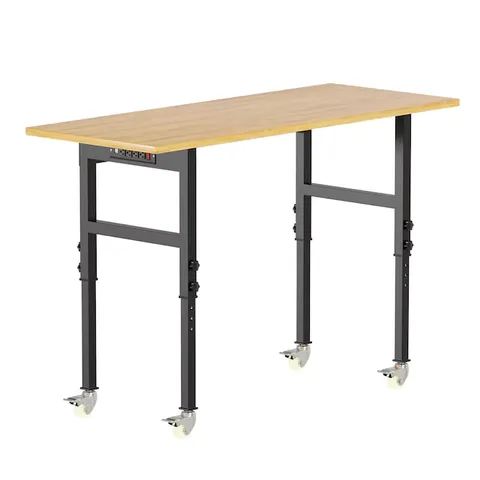 48 in long · 40 in high Rolling Black Wood Adjustable Height Work Bench