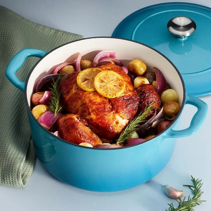 Gourmet 5.5 qt. Round Porcelain-Enameled Cast Iron Dutch Oven in Majolica Red with Lid, photo 11 of 11
