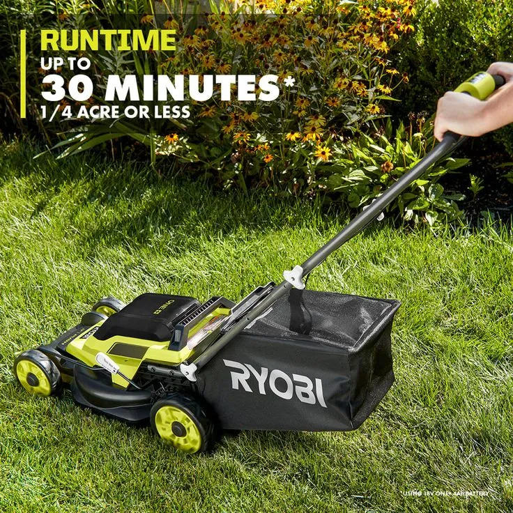 RYOBI 13 in. ONE+ 18-Volt Lithium-Ion Cordless Battery Walk Behind Push Lawn Mower & Leaf Blower- 4.0 Ah Battery/Charger, photo 7 of 7