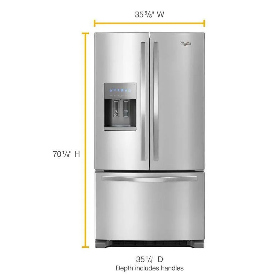 Whirlpool 24.7-cu ft 3-Door Standard-Depth 36-in French Door Refrigerator with Exterior Ice and Water Dispenser - Fingerprint Resistant Stainless Steel, photo 9 of 13