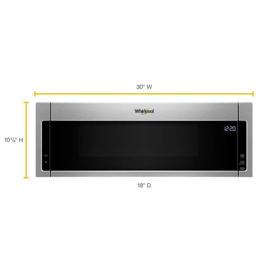 Whirlpool 1.1-cu ft Low Profile Over-the-Range Microwave in Stainless Steel, photo 8 of 11
