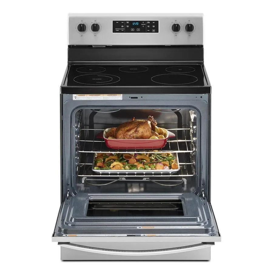 Whirlpool 30-in Smooth Surface 5 Elements 5.3-cu ft Steam Cleaning Freestanding Electric Range (Fingerprint-Resistant Stainless), photo 4 of 14