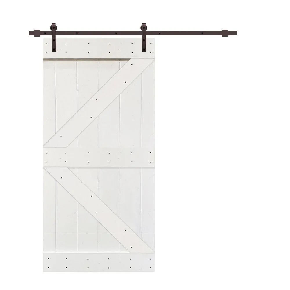 CALHOME K Series 42 in. x 84 in. Gray Knotty Pine Wood Interior Sliding Barn Door with Hardware Kit, photo 5 of 6