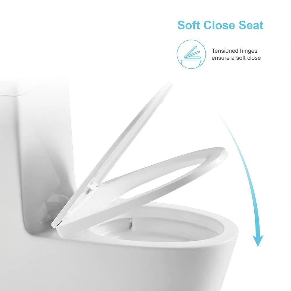 1-Piece Elongated Dual-Flush 1.28 GPF/0.88 GPF High Efficiency Skirted Toilet All-in-One Toilet in White Seat Included, photo 8 of 10