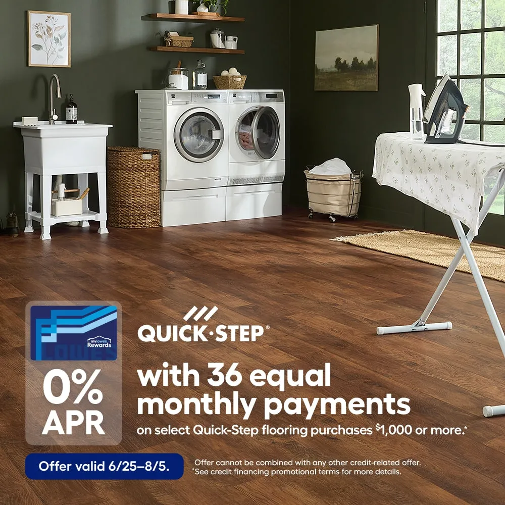 QuickStep Studio + Spill Repel Distressed Oak 12-mm T x 6-in W x 47-1/4-in L Waterproof Laminate Wood Flooring ( 16.12-sq ft / Carton ), photo 2 of 9