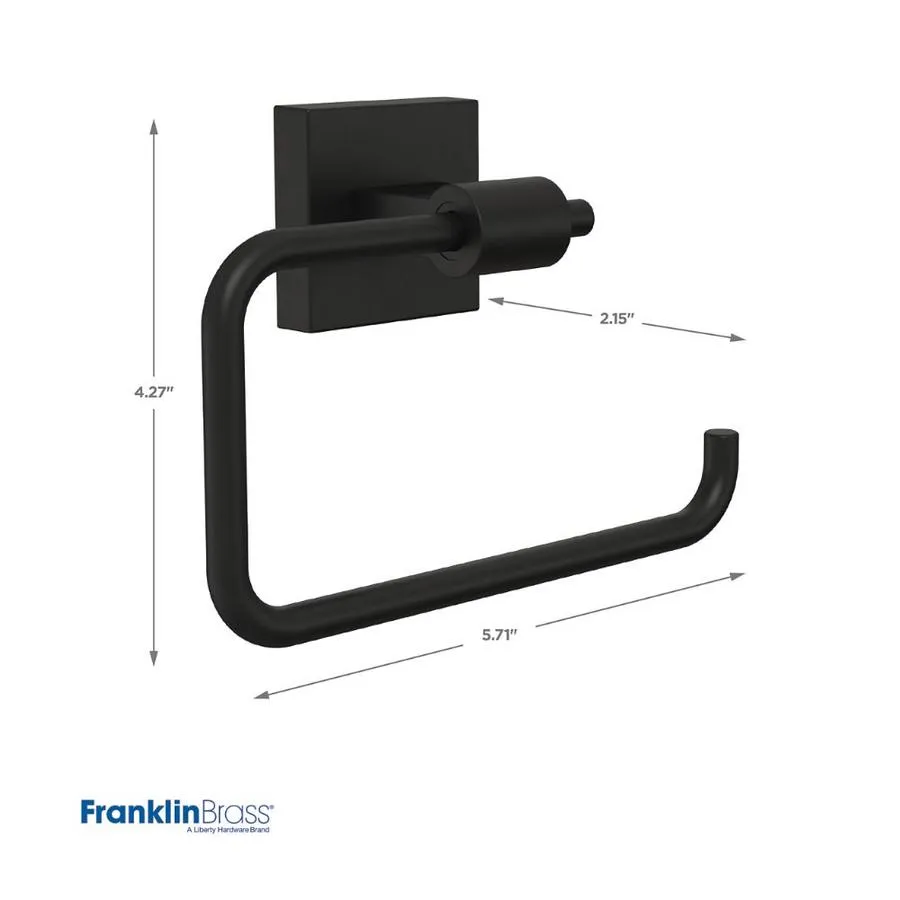 Franklin Brass Maxted Flat Black Wall Mount Single Post Toilet Paper Holder, photo 4 of 8