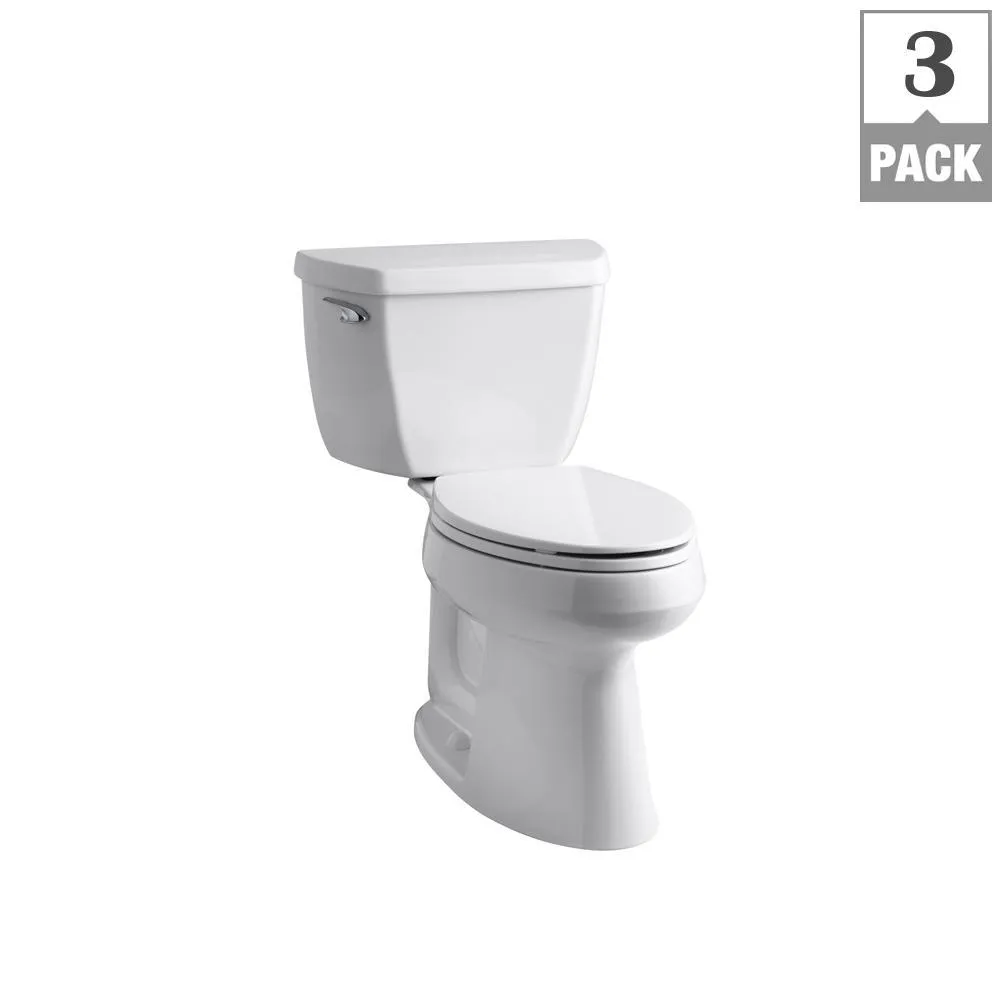 Highline 2-Piece Complete Solution 1.28 GPF Single Flush Elongated Toilet in White with Seat Included (3-Pack), photo 2 of 16
