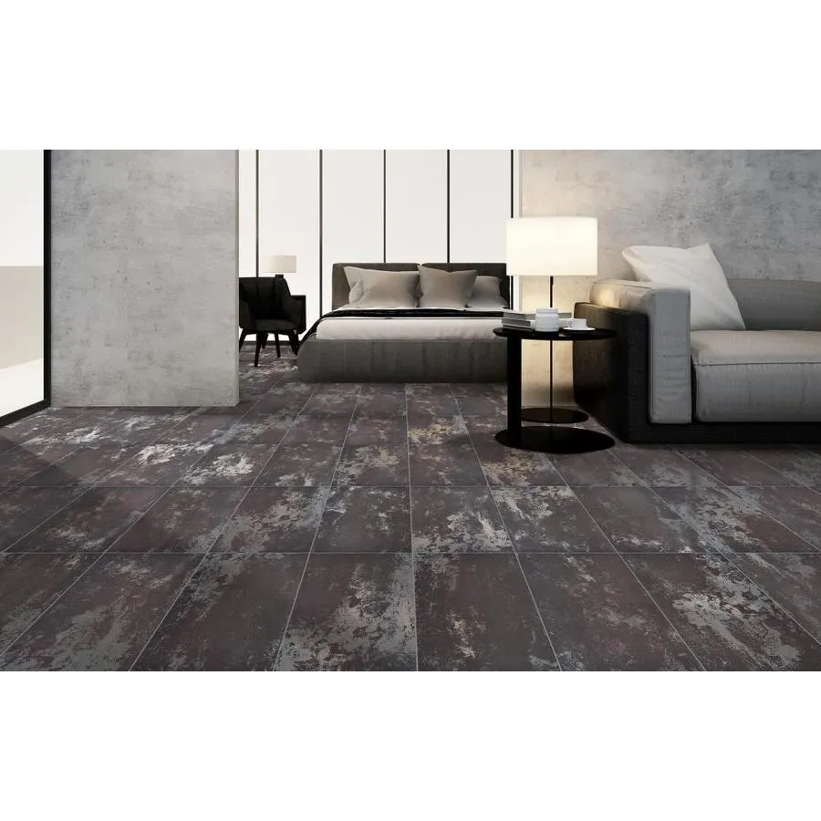 American Villa Supernatural 8-Pack Dark Steel 12-in x 24-in Metallic Porcelain Stone Look Floor Tile, photo 2 of 9