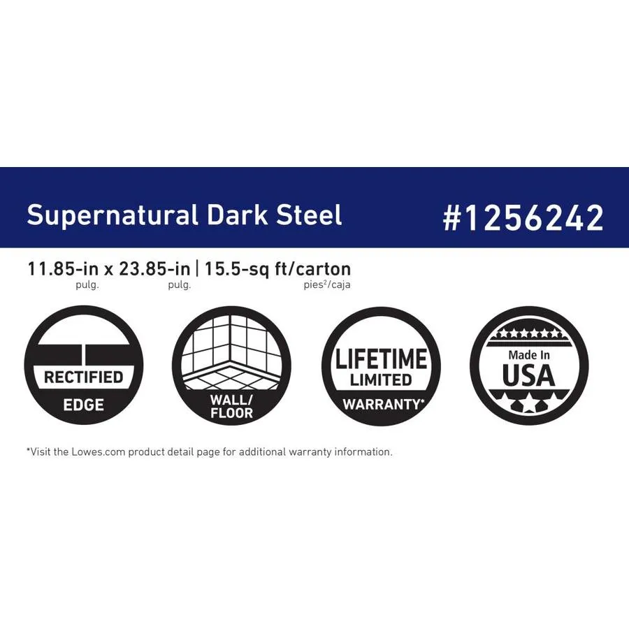 American Villa Supernatural 8-Pack Dark Steel 12-in x 24-in Metallic Porcelain Stone Look Floor Tile, photo 8 of 9