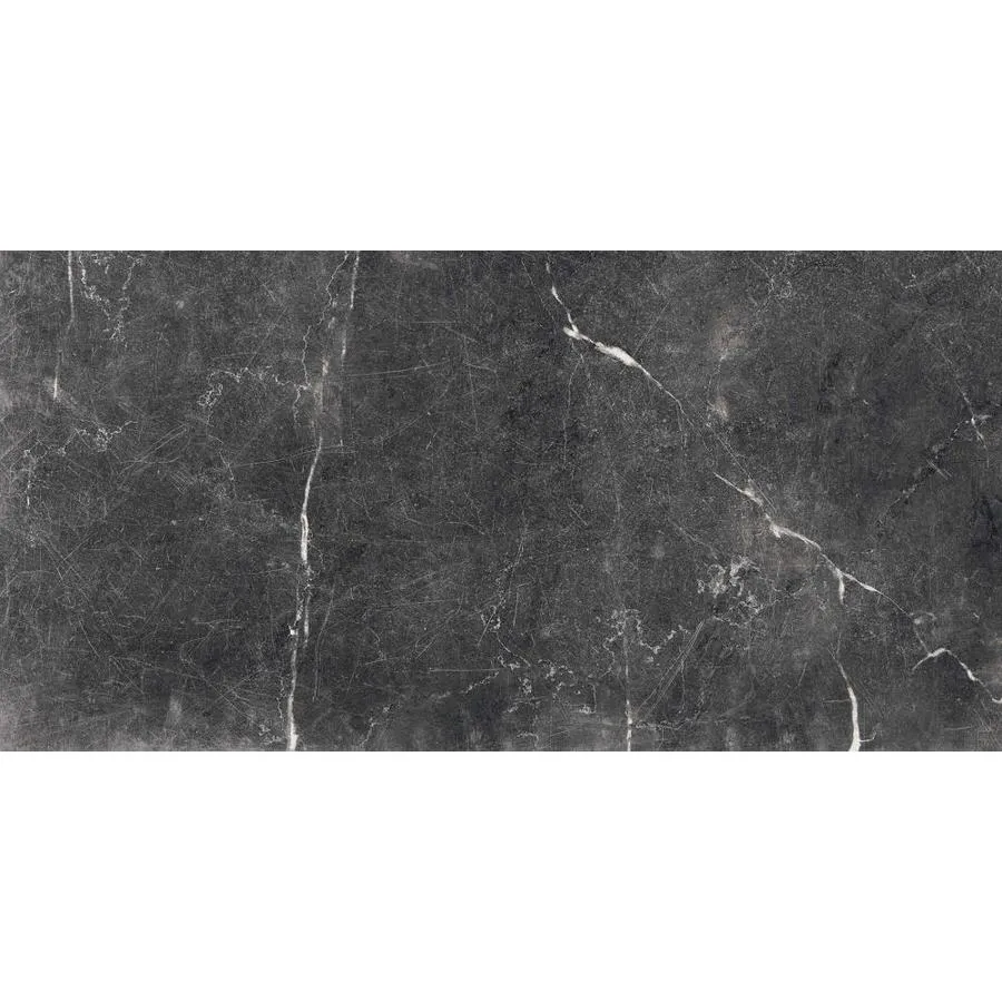 American Villa Noir Black Veined 12-in x 24-in Glazed Porcelain Marble Stone Look Floor and Wall Tile, photo 3 of 8