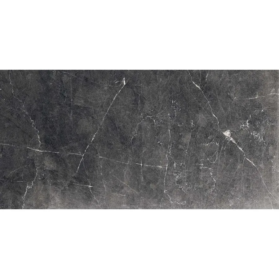 American Villa Noir Black Veined 12-in x 24-in Glazed Porcelain Marble Stone Look Floor and Wall Tile, photo 4 of 8