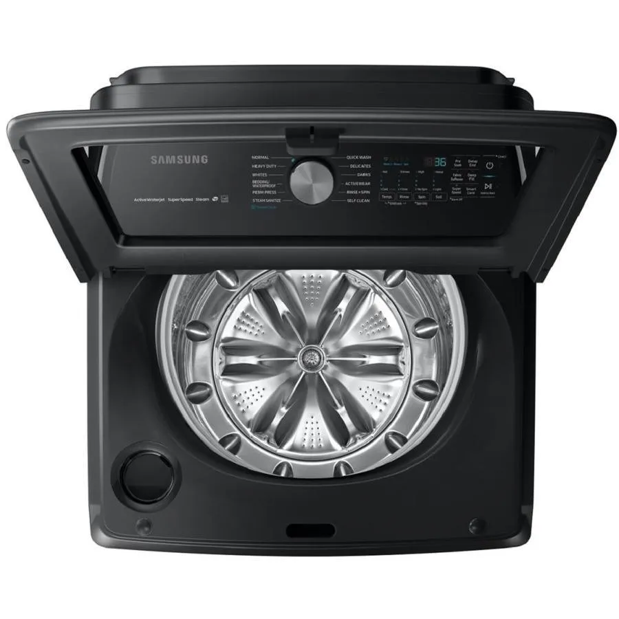 Samsung 5-cu ft High Efficiency Steam Cycle Top-Load Washer (Fingerprint Resistant Black Stainless Steel) ENERGY STAR, photo 2 of 10
