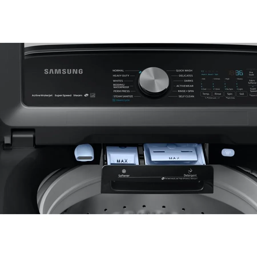 Samsung 5-cu ft High Efficiency Steam Cycle Top-Load Washer (Fingerprint Resistant Black Stainless Steel) ENERGY STAR, photo 3 of 10