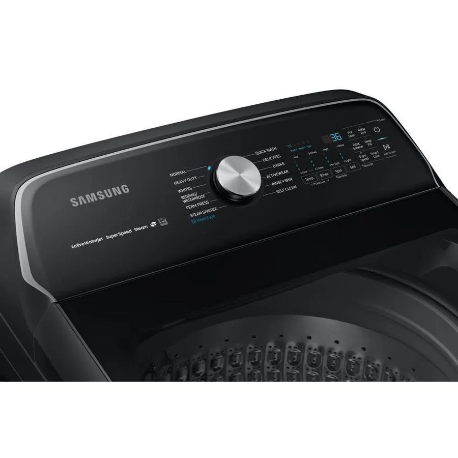 Samsung 5-cu ft High Efficiency Steam Cycle Top-Load Washer (Fingerprint Resistant Black Stainless Steel) ENERGY STAR, photo 4 of 10