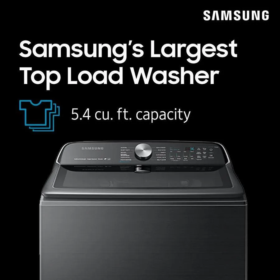 Samsung 5-cu ft High Efficiency Steam Cycle Top-Load Washer (Fingerprint Resistant Black Stainless Steel) ENERGY STAR, photo 8 of 10