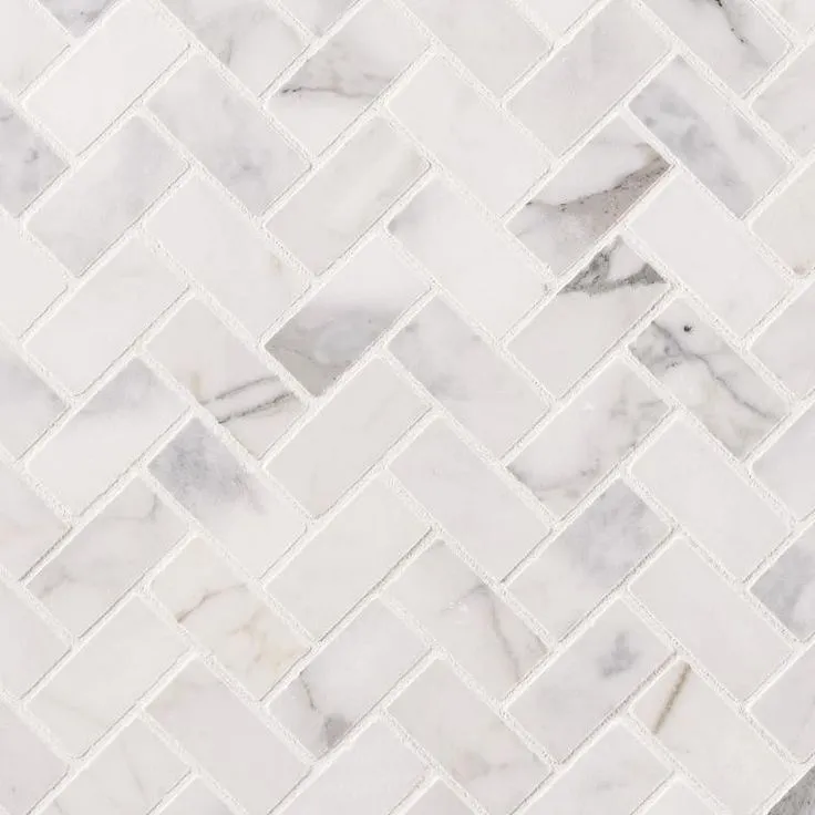 MSI Calacatta Cressa Herringbone 12 in. x 12 in. x 10 mm Honed Marble Mesh-Mounted Mosaic Tile (9.4 sq. ft. / case), photo 4 of 7