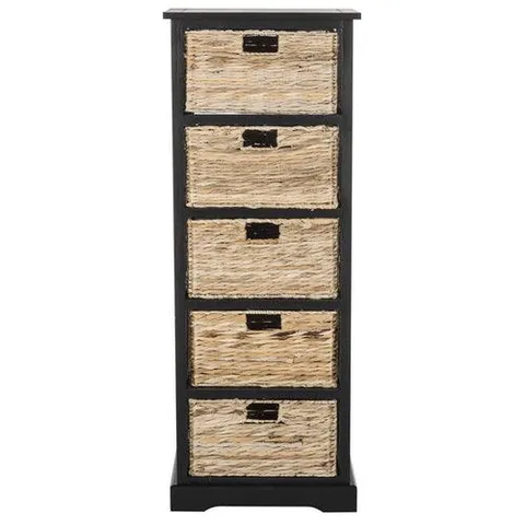 17.3 × 46.1 in 5-Drawer Distressed Black Wood Drawer