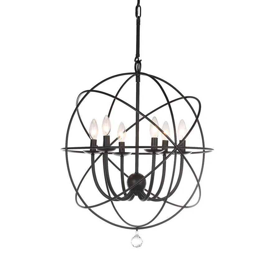 Safavieh Evie 6-Light Black Modern/Contemporary Cage Chandelier, photo 2 of 3