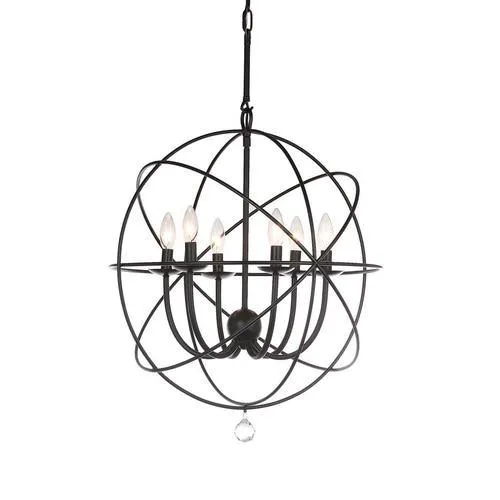 Safavieh Evie 6-Light Black Modern/Contemporary Cage Chandelier, photo 3 of 3