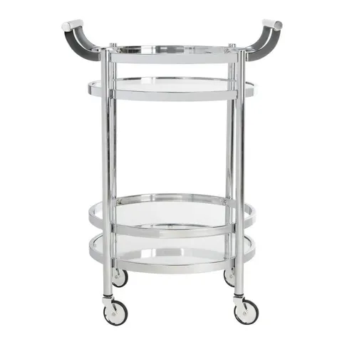 Chrome Metal Base with Glass Top Kitchen Cart